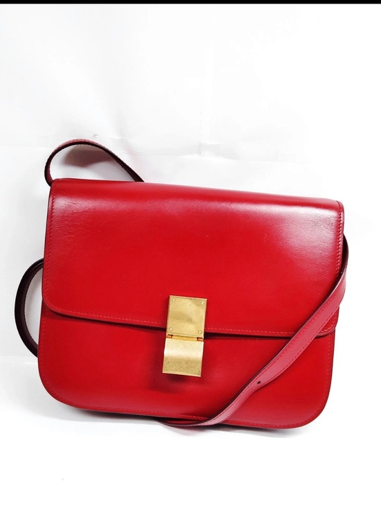 Celine Handbags - Celine Classic Box Bag - Red Medium